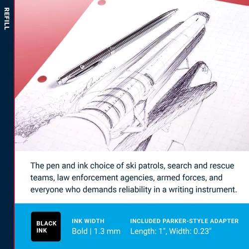 Miniatura 3 de Fisher Space Pen Recambio de cartucho presurizado de punta gruesa, tinta negra, 1 paquete