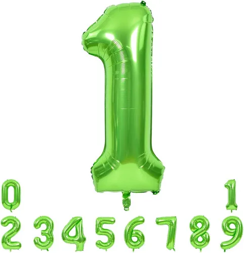 Miniatura 11 de TONIFUL Globos grandes de 40 pulgadas con números verdes del 0 al 9, número 8, globos digitales de aluminio de helio Mylar con números grandes