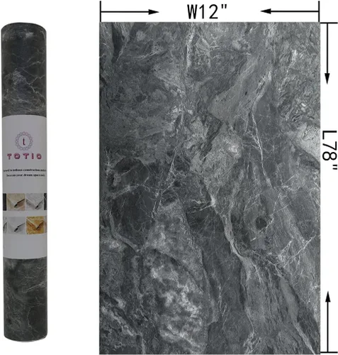 Miniatura 7 de TOTIO Papel de Contacto de Mármol Gris con Textura de Granito Gris Papel Tapiz Despegar y Pegar Papel de Contacto para Encimera Removible