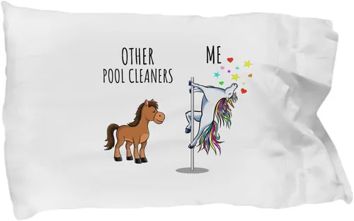 Unicorn Pool Cleaner Pillowcase Other Me Funny Gift for Pool Cleaner Cute Birthday Present Magical Joke Quote Gag Pillow Cover Case 20x30