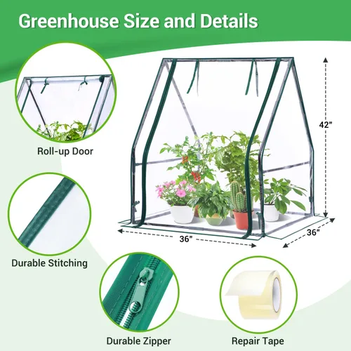 Miniatura 3 de Mini invernadero para interiores y exteriores: Ohuhu - Casa verde portátil de mesa con almohadilla impermeable para plantas pequeñas germinación