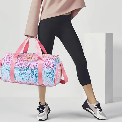 Miniatura 8 de Bolsa de deporte para gimnasio, bolsa de lona con bolsillo húmedo, bolsa de fin de semana con bolsa impermeable para zapatos y agujero de aire