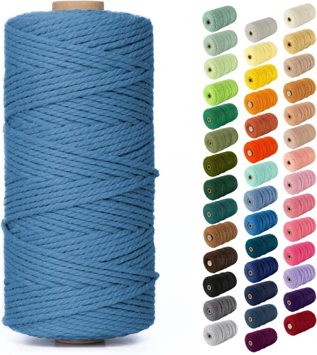 Miniatura 158 de Nook Theory - Cuerda de macramé de 3 mm, 220 yardas de cuerda de algodón, hilo de 4 mm y 5 mm, cuerda para manualidades, perfecta para colgantes