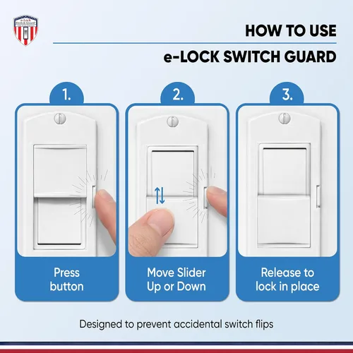 Miniatura 5 de eLock - Protector de interruptor para interruptores decorativos/basculantes, bloqueo de interruptor de luz a prueba de niños con botón
