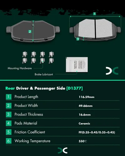 Miniatura 7 de SCITOO Rotores de disco sólido traseros de 12.99 pulgadas (12.992 in) + pastillas de freno de cerámica de repuesto para Ford For Edge, para Ford