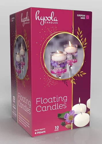 Miniatura 6 de Hyoola Velas flotantes plateadas metálicas de alta calidad de 2 pulgadas, 4 horas de tiempo de combustión, fabricadas en Europa, paquete de 10