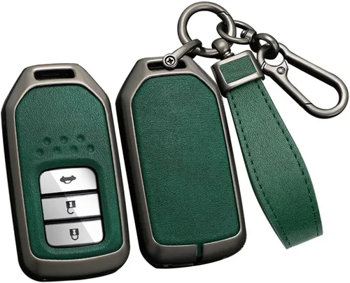 Miniatura 11 de ontto Funda de cuero para llavero de 360 grados de protección para Honda Civic Accord Pilot CRV HRV CRZ Fit Odyssey JED Crosstour Ridgeline Crider
