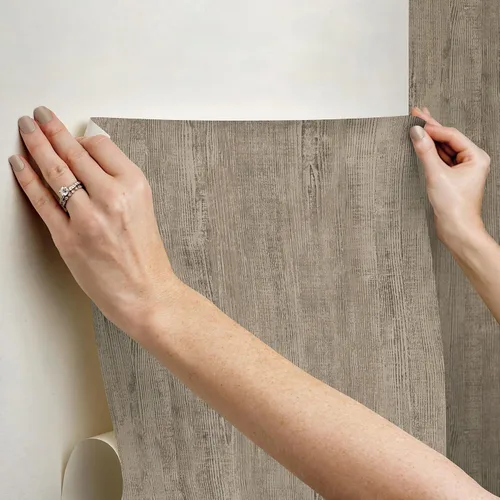 Miniatura 6 de RoomMates RMK12674PL Papel pintado de madera natural dimensional gris pardo