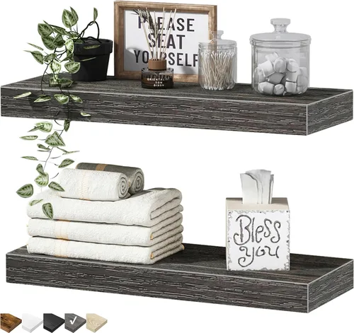 Miniatura 29 de QEEIG Estantes flotantes de baño para pared, estante de pared de 15.7 pulgadas sobre el inodoro, decoración del hogar, estantería pequeña de 15.7 x