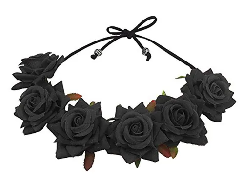 Miniatura 6 de Floral Fall - Corona de rosas rojas para festival, F-67 (3.rojo)