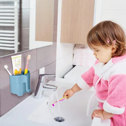 Miniatura 3 de Soporte para cepillo de dientes de elefante para niños pequeños, con ventosa, bonito soporte para cepillos de dientes para niños, para baño, con 3