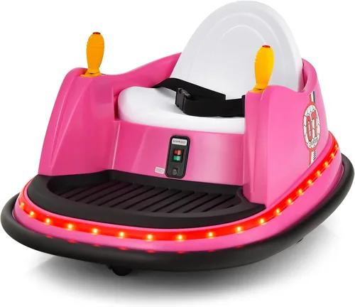 Costzon Auto parachoques para niños, auto eléctrico de 12 V con control remoto, joysticks duales, giro de 360 grados, música, luces intermitentes,