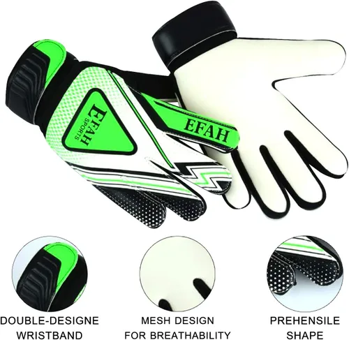 Miniatura 2 de Guantes de portero de fútbol para niños y jóvenes, guantes de portero de fútbol con agarres fuertes Negro/Verde