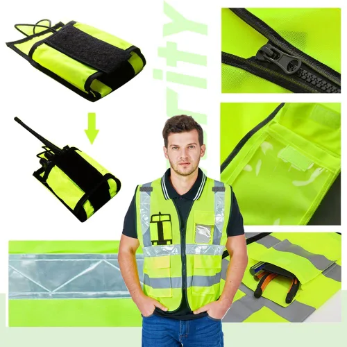 Miniatura 4 de El chaleco reflectante de la seguridad de la alta visibilidad modifica el uniforme al aire libre del trabajo Amarillo Luminoso