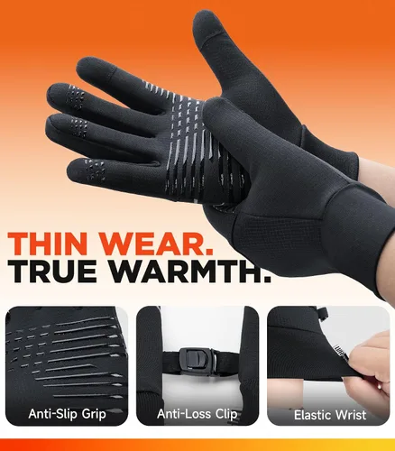 Miniatura 4 de Benirap Guantes de invierno para hombres y mujeres, guantes de invierno cálidos para pantalla táctil, resistentes al viento, antideslizantes
