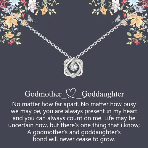 Collar de plata de ley con 2 corazones entrelazados, regalo de madrina femenina para ahijada, bautismo, primera confirmación, Pascua, graduación,
