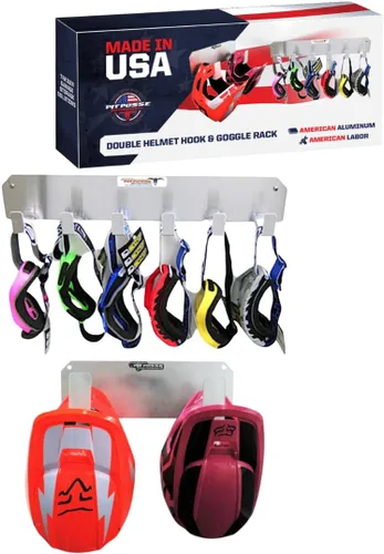 Miniatura 7 de Pit Posse PP125BK Soporte de Estante Doble para Cascos Remolque de Carreras Cerrado Garaje Taller - Hecho en Estados Unidos - Colgador Organizador