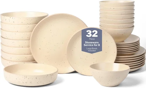 Miniatura 10 de Stone Lain Lauren - Vajilla moderna de cerámica de 16 piezas en color beige, juego de platos y tazones redondos, juego de vajilla para 4 personas