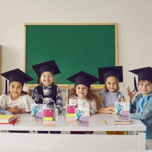 Miniatura 5 de LEIFIDE 40 bolsas de regalo transparentes con asas, de 5.9 x 5.1 x 2.76 pulgadas, de plástico de PVC, reutilizables, bolsas a granel para compras