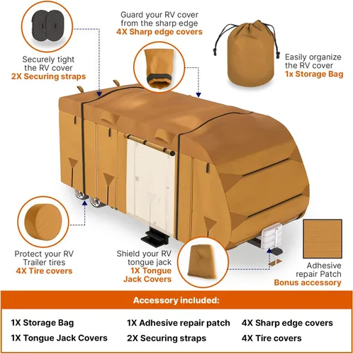 Miniatura 2 de Paquete de cubierta para remolque de viaje de 18 a 20 pies, cámper y RV, premium de alta resistencia, impermeable, anti-UV, transpirable