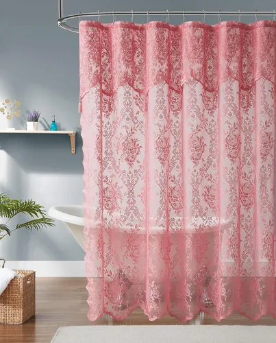 Miniatura 10 de Warm Home Designs Cortina de Ducha para Cabina Negra de 36 x 72 Pulgadas con Cenefa Adjunta y 4 Borlas. Cortina de Ducha Pequeña de Encaje de Lujo