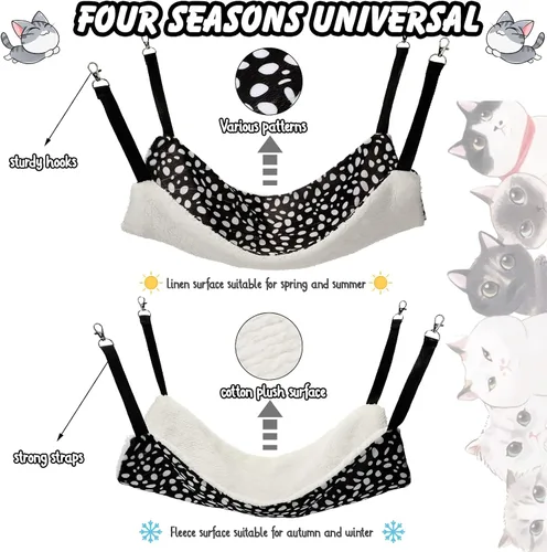 Miniatura 3 de BBTO Hamaca reversible para mascotas, hamaca colgante de felpa suave para gatos, cama de conejillo de indias, jaula para ratas, accesorios