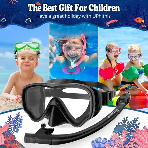 Miniatura 7 de U PHITNIS Conjunto de Esnórquel para Niños de 4-14 Años - Equipo de Esnórquel con Tubo Seco para Niños Pequeños y Jóvenes - Máscara de Buceo