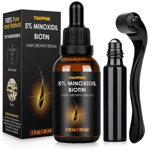 Kit de suero para el crecimiento del cabello de minoxidil al 5% para hombres y mujeres, aceite de suero de biotina para el crecimiento del cabello,