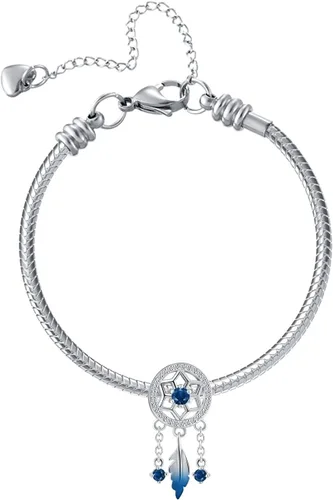 Miniatura 4 de Abalorio de cristal con diseño de atrapasueños espirituales y plumas colgantes para pulsera Pandora