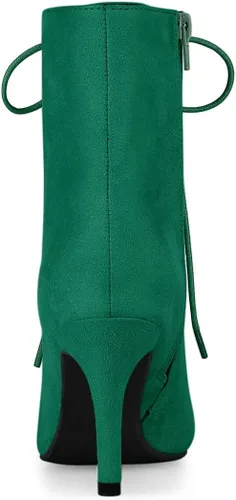 Miniatura 4 de Allegra K Botines de tacón de aguja con cordones y puntera puntiaguda para mujer