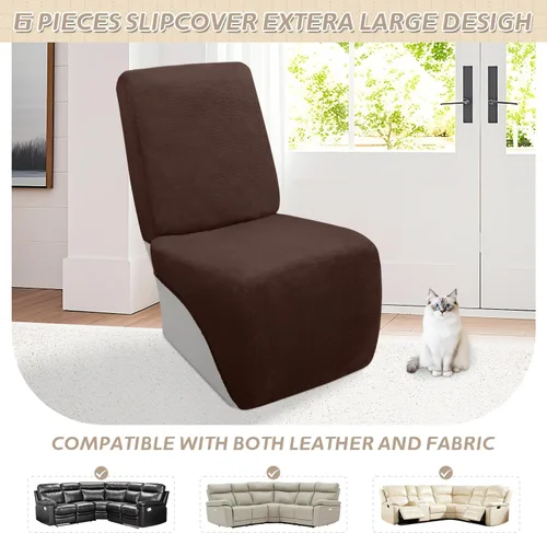 Miniatura 416 de Arfntevss Fundas de sofá seccional reclinable de terciopelo, Funda de sofá seccional de esquina para sofá reclinable, Funda elástica suave
