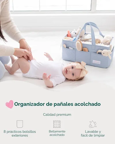 Miniatura 2 de Lily Miles Organizador de pañales para bebé, Organizador de almacenamiento de guardería acolchado para artículos esenciales de recién nacidos