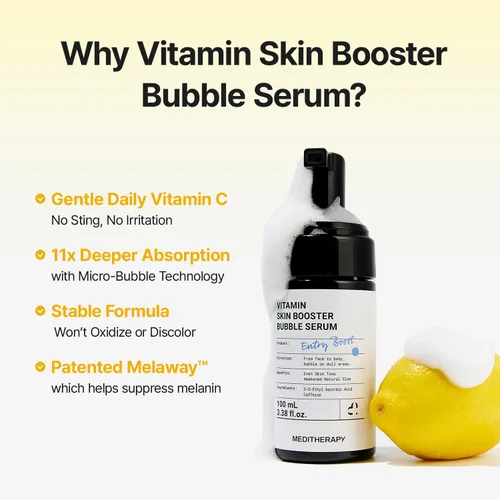 Miniatura 7 de MEDITHERAPY Suero de vitamina C para la cara, fórmula de microburbujas para absorción instantánea, brillo visiblemente radiante, vitamina C