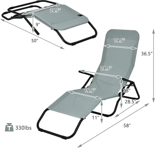 Miniatura 3 de Giantex Juego de 2 tumbonas para patio, sillas de jardín plegables y apilables con diseño mecedor, tumbona de bronceado ligera y portátil