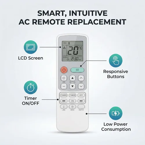 Miniatura 6 de [Paquete de 2] R51M/E Control remoto de repuesto para aire acondicionado, control remoto de aire acondicionado compatible con R51 Series R51/E