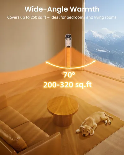Miniatura 5 de Calentador de espacio para uso en interiores, calentador de espacio de 34 pulgadas para habitaciones grandes, calentador de torre de 1500 W