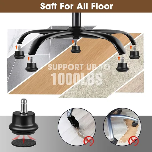 Miniatura 5 de Bell Glides Ruedas Giratorias de Repuesto para Silla de Oficina o Taburete que Convierten Ruedas Giratorias a Ruedas Fijas Estacionarias