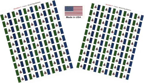 Miniatura 123 de 100 calcomanías de la bandera de Alaska; 1.5" x 1" hechas en Estados Unidos, calcomanías autoadhesivas de la bandera del estado para álbumes