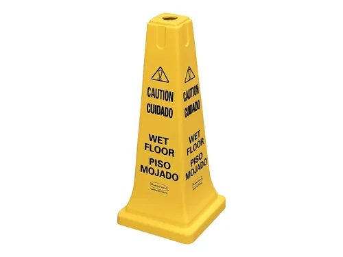 Miniatura 2 de Rubbermaid Commercial Products Cono de seguridad multilingüe de precaución/advertencia para suelos húmedos para restaurante, tienda de comestibles