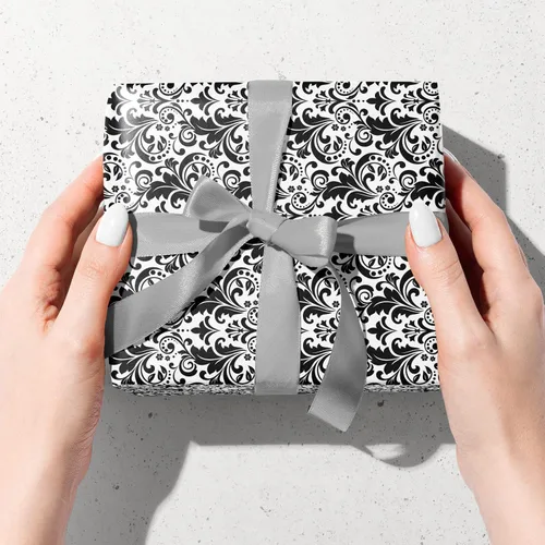Miniatura 5 de LDGOOAEL Mini rollo de papel de regalo pequeño y corto, diseño reversible (17 pulgadas x 32.8 pies), damasco negro para vacaciones, día de la madre