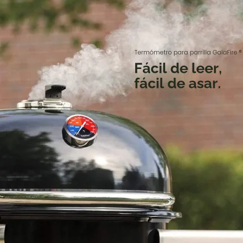 Miniatura 6 de Medidor de temperatura de barbacoa de 3 3/16 pulgadas para foso ahumador de madera y carbón, termómetro analógico de parrilla de cara grande
