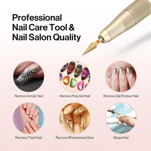 Miniatura 5 de MelodySusie Broca profesional de punta cónica para uñas, broca multifunción de carburo de tungsteno de 3/32 pulgadas, adecuada para manicura