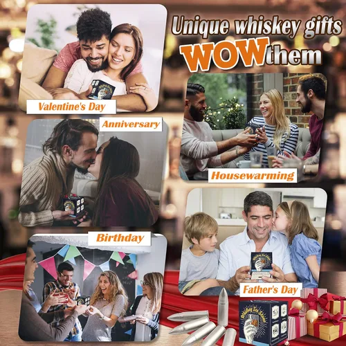 Miniatura 7 de Juego de piedras de whisky plateadas, regalos para hombres, papá, marido, cubo de hielo reutilizable para beber, juego de cóctel de whisky escocés