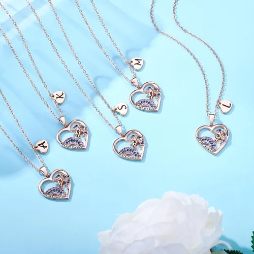 Miniatura 7 de IEFRICH Regalos de unicornios para niñas, collares chapados en oro rosa, collares de unicornio con corazón para mujeres y niñas, collares