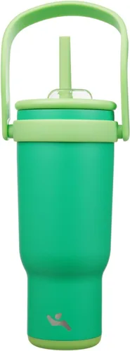 Miniatura 65 de Konokyo Vaso de 14 onzas con asa lateral, botella de agua aislada con popote y tapa 2 en 1, taza de acero inoxidable, taza de café de viaje