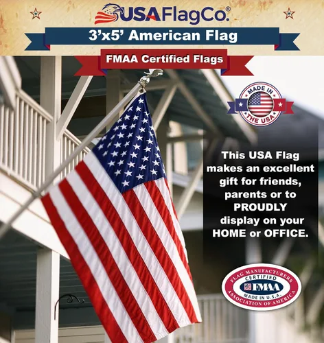 Miniatura 7 de Banderas americanas para exteriores 3x5 - Bandera estadounidense de USA Flag Co. fabricada en Estados Unidos: estrellas bordadas y rayas cosidas