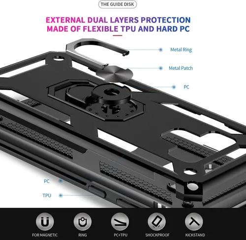 Miniatura 5 de LeYi Funda para Samsung Galaxy Note 9 con protector de pantalla curvado 3D, grado militar, a prueba de golpes, con soporte de anillo y soporte