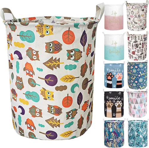 Miniatura 17 de Merdes - Cesta plegable impermeable de 19.7 pulgadas, cesta de ropa sucia, organizador de almacenamiento de lino para colección de juguetes