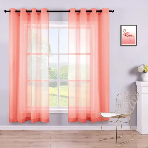 Miniatura 15 de KOUFALL Cortinas traslúcidas de 120 pulgadas de 2 paneles con ojales, juego extra largo de 10 pies de largo, cortinas altas para ventana grande, 52