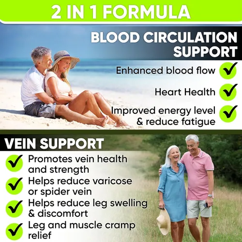 Miniatura 2 de Mejores Suplementos para la Circulación Sanguínea y Apoyo Venoso - Flujo Sanguíneo, Circulación en las Piernas, Salud del Corazón y Venas Varicosas.